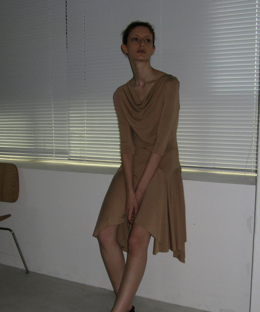 Partimento Woman Cowl Neck Asymmetrical Jersey Dress_Beige