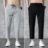 Herrenhose mit verstärkten Taschen, Taillenkordelzug-Design, lässige, einfarbige Sommerhose mit geradem Bein