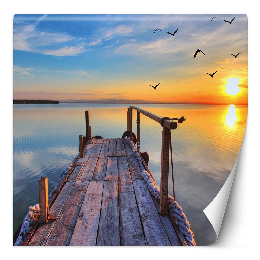 Wallpaper Sunset Footbridge Birds
