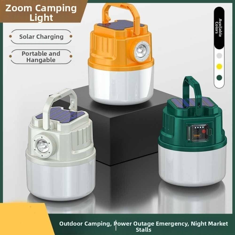 4 Modes Solar Outdoor Lamp Battery Display Rechargeable Outdoor Camping Light Strong Brightness Waterproof Tent Light
