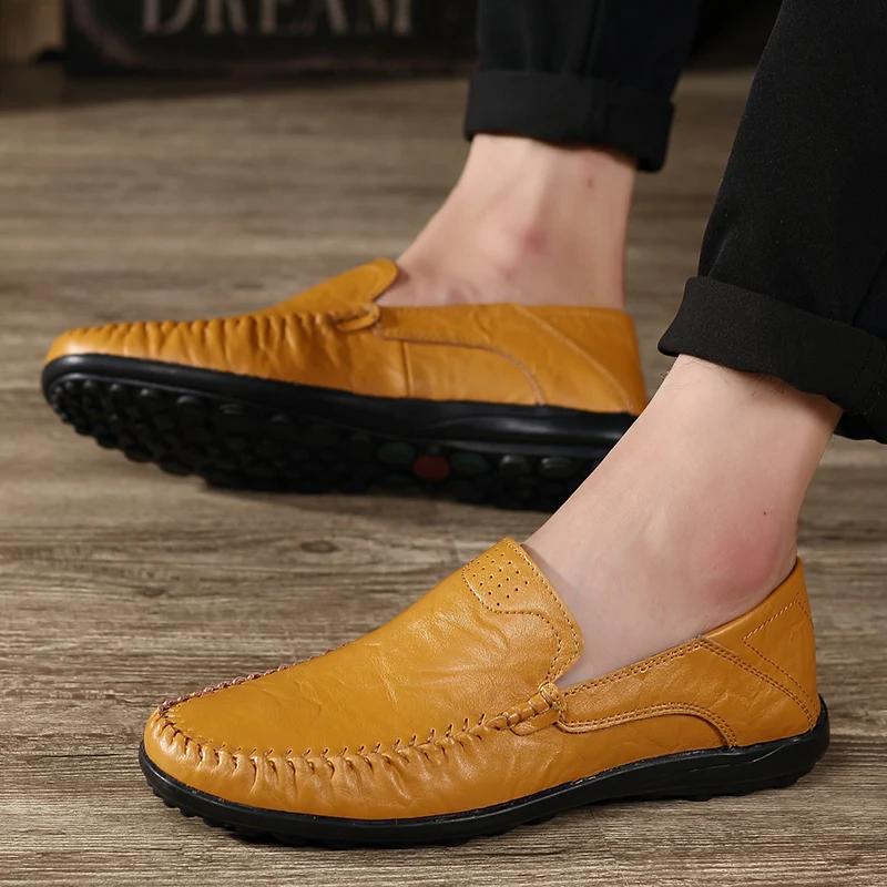 Brown Men Moccasins Genuine Leather Casual Shoes Luxury Men Brown Designer Loafers Slip On Driving Shoes Mocasines Hombre