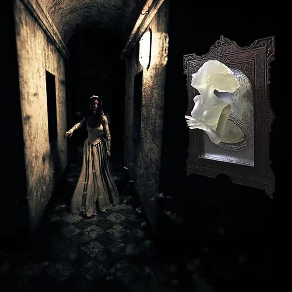 3D Halloween Decor Glow in The Dark Halloween Statue Halloween Ghost in The Mirror  Bar Home Decor