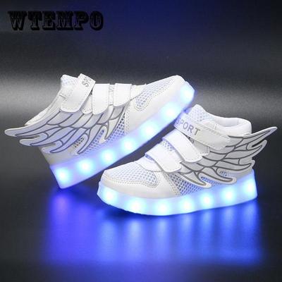 Boys Mesh Luminous Shoes Usb Rechargeable Waterproof Luminous Children's Shoes Fluorescent Shoes Baby Sports Lights Shoes for Girls and Boys