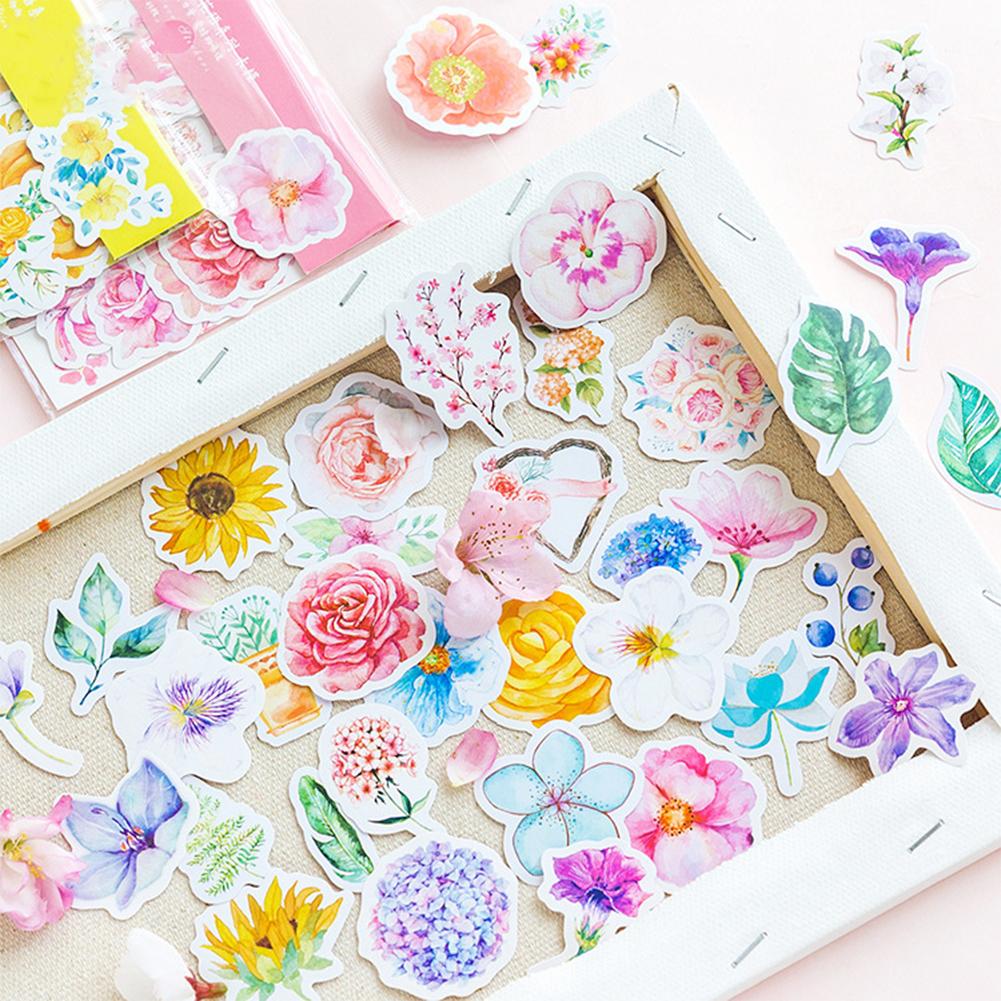 45pcs/set Kawaii Journal Cute Diary Flower Stickers Scrapbooking Stationery Decoration