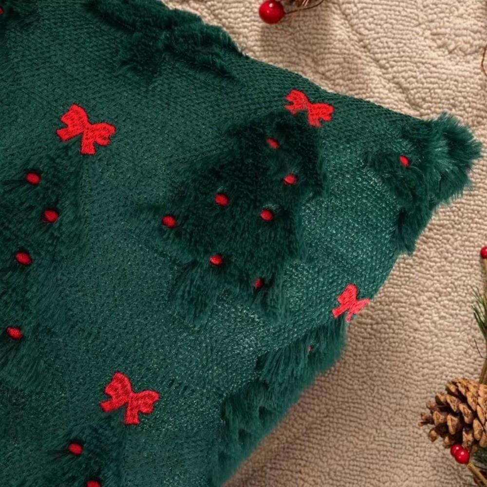 New Christmas Tree Cushion Cover Decorative Soft Throw Pillow Cover Square Xmas Pillowcase Festive Atmosphere