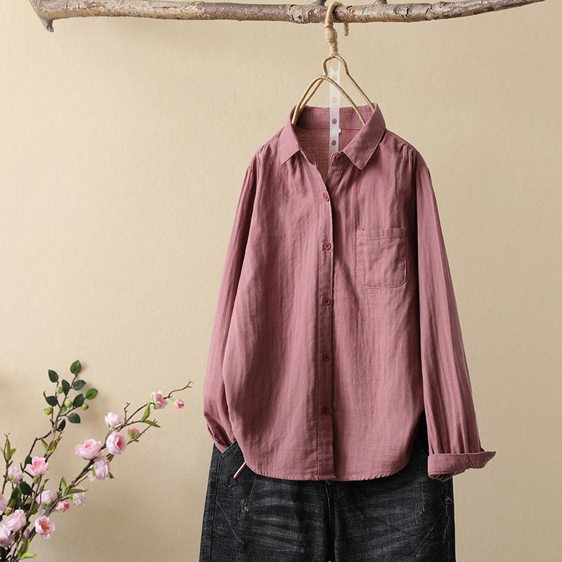 Literary Spring Women's Tops, Simple Urban Casual Shirts, Women