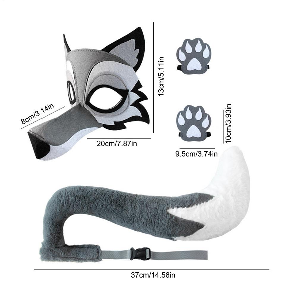 Wolf Costume Funny Animal Cosplay Set Realistic Grey Wolf Costume Set For Kids Adults Cosplay Stage Performance Halloween
