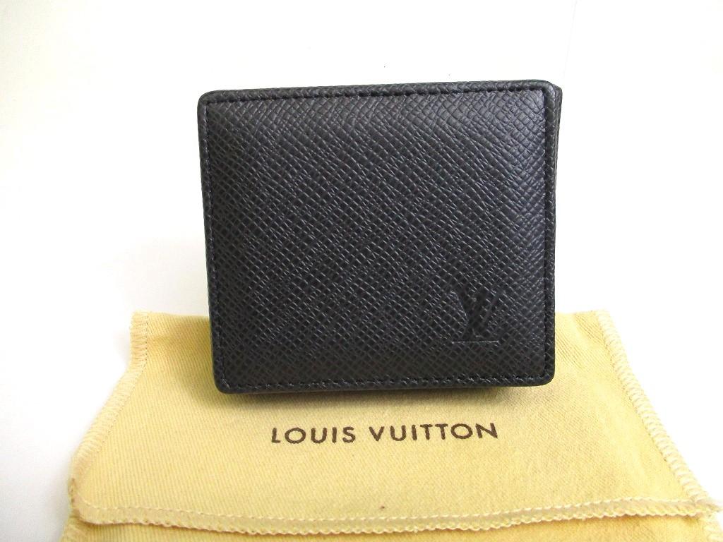

Authentic LOUIS VUITTON Taiga Ardoise Leather Coin Purse Porto Monnaie Boite #a622 Refurbished