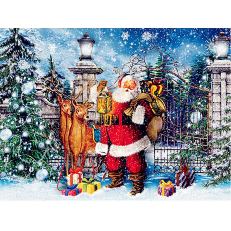 DIY 5D Diamond Painting Santa Claus Diamond Embroidery Winter Snow Tree Cross Stitch Full Round Drill Mosaic Christmas Gift