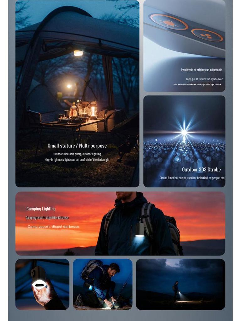 Electric Multi-functional Air Pump: Inflatable & Vacuum with Camping Light for Beds, Compression Bags & Swim Rings.