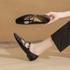 22302 Flat Shoes Women's Thick Heel 2025 New Retro Low Heel T-buckle with Small Square Head Mary Jane Single Shoes