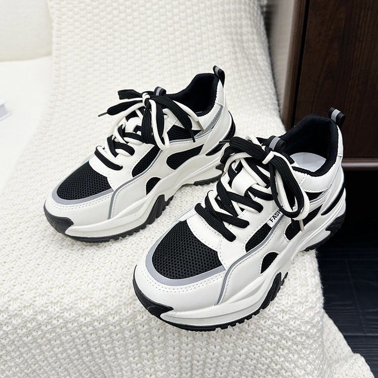 Dad shoes new shoes platform ins casual sports shoes spring and summer breathable 35 чёрный