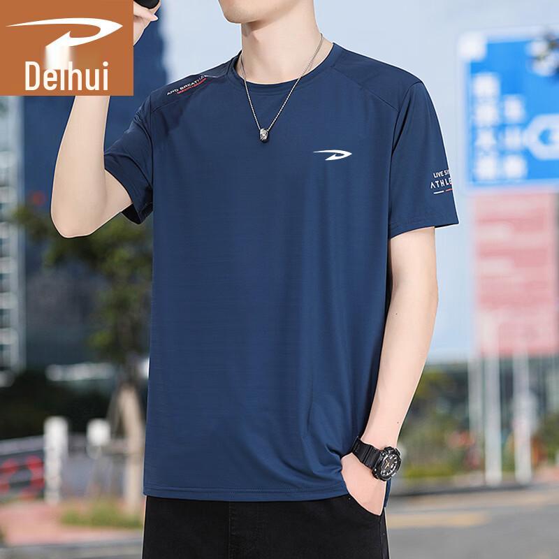 Deerhui Herren Sommer Schnelltrocknendes Eis Seide Rundhals T-Shirt