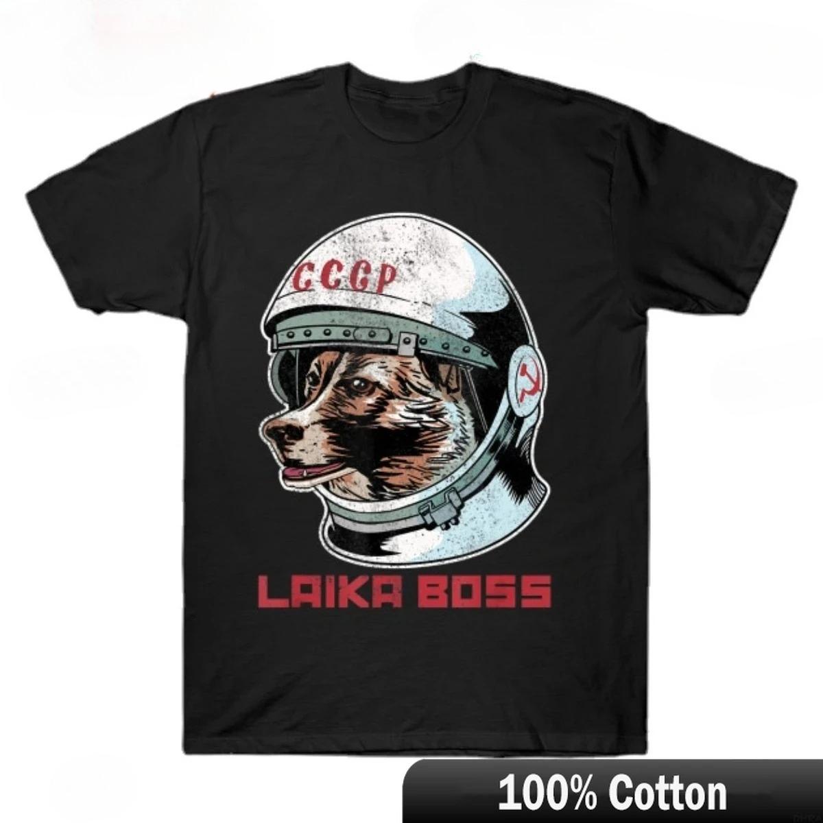 HerSight Laika Grappige Cartoon Hond T-shirt Hip Hop Harajuku Stijl Bedrukt Heren Vintage Schattig Zacht Casual Comfortabel Katoen Korte Mouw T-shirt 2XL