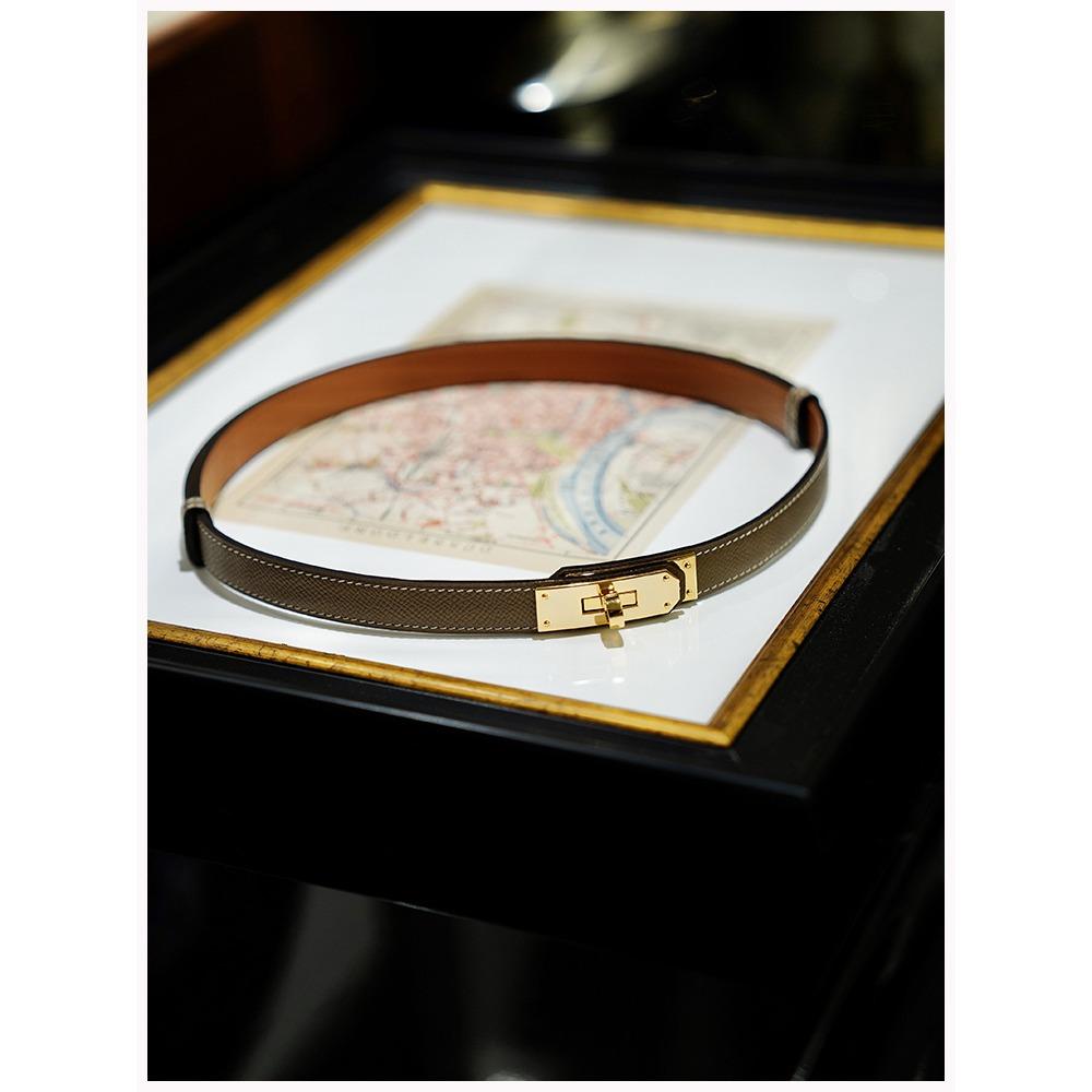 Ekte lær Damebelte i lær Epsom/Swift kalveskinn Dame Justerbart Midjebelte med metallspenne uten hull