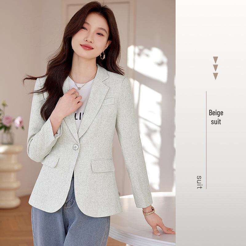 

Женский льняной блейзер премиум-класса - Короткий, модный повседневный костюм для весны и осени 3XL слоновая кость