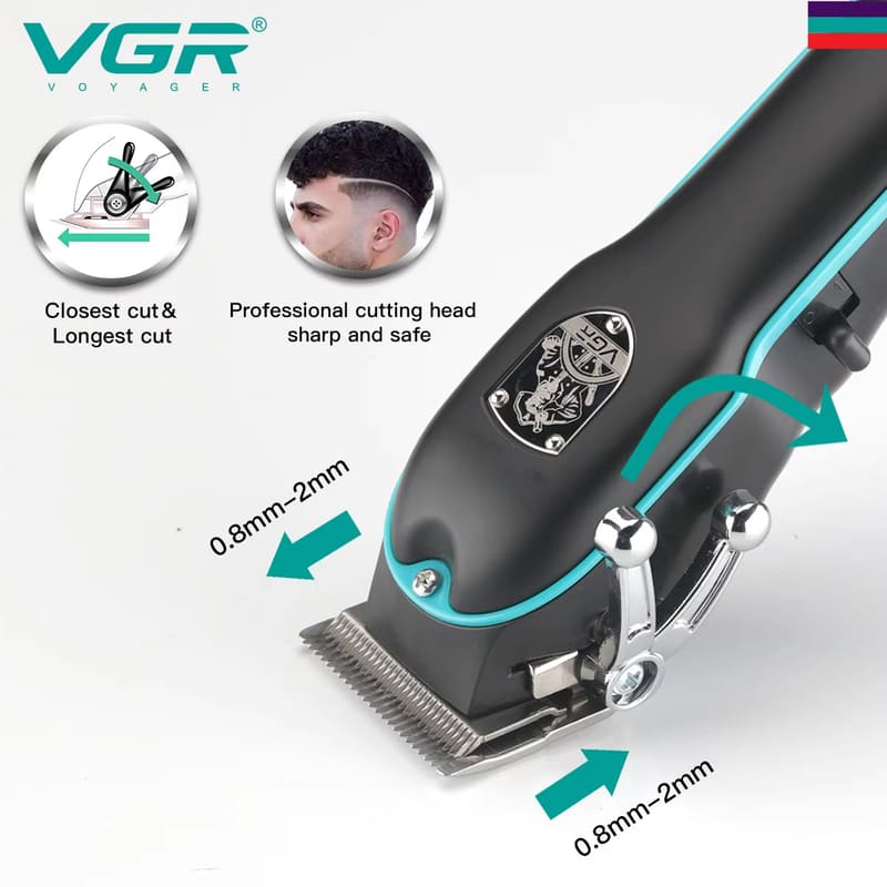VGR V-123 Professional Men's High-power Corded Hair Clipper for Salon Electric Hair Clippers with Multiple Sizes Limited Combs and Adjustable Blades