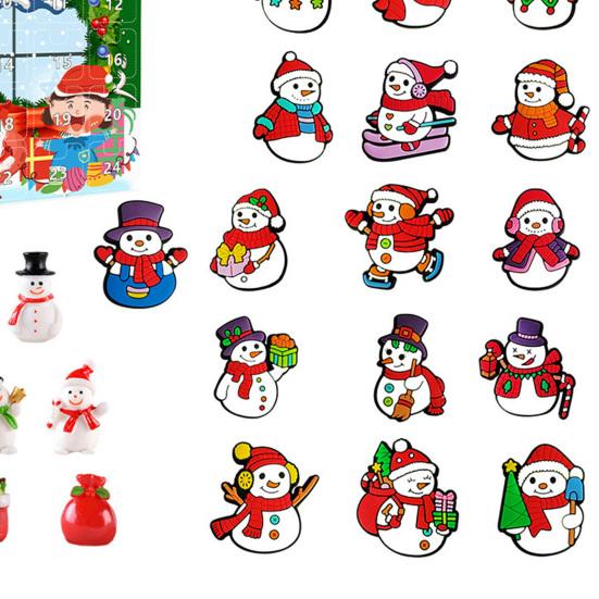Weihnachts Schneemann Adventskalender 24-Tage Countdown Weihnachtsgeschenkset 2D Cartoon Schneemann Hängedekorationen