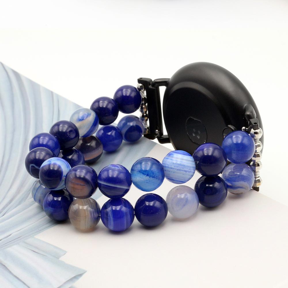 Classic 20mm Wristband Watch Strap Handmade Elastic Agate Beads Bracelet for Galaxy Watch 5 Pro /Samsung Galaxy Watch 4 Classic/ Active2