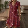 Women's Fashion Summer Casual Short Sleeve Floral Print Dresses