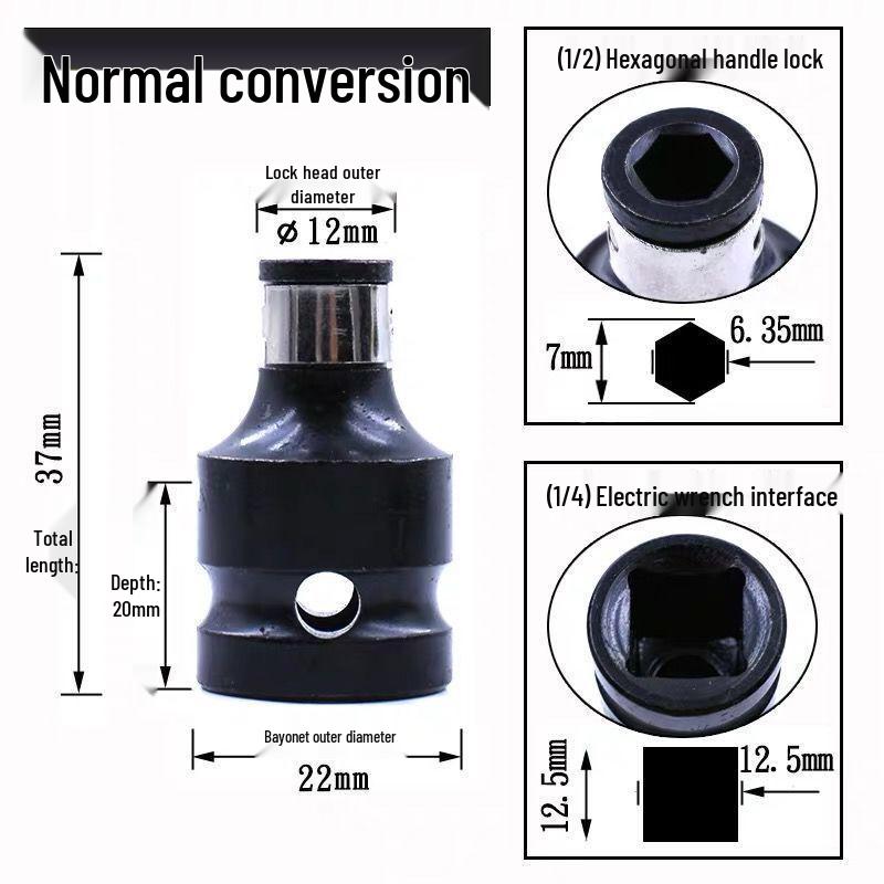 Adaptador de Portabrocas para Llave Eléctrica, Cabezal de Conversión Hexagonal de 1/2 a 1/4