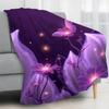 Purple Butterfly Blanket Magical Glowing Flowers And Butterflies Soft Fleece Throw Cozy Home Decor Gift For Fantasy And Nature