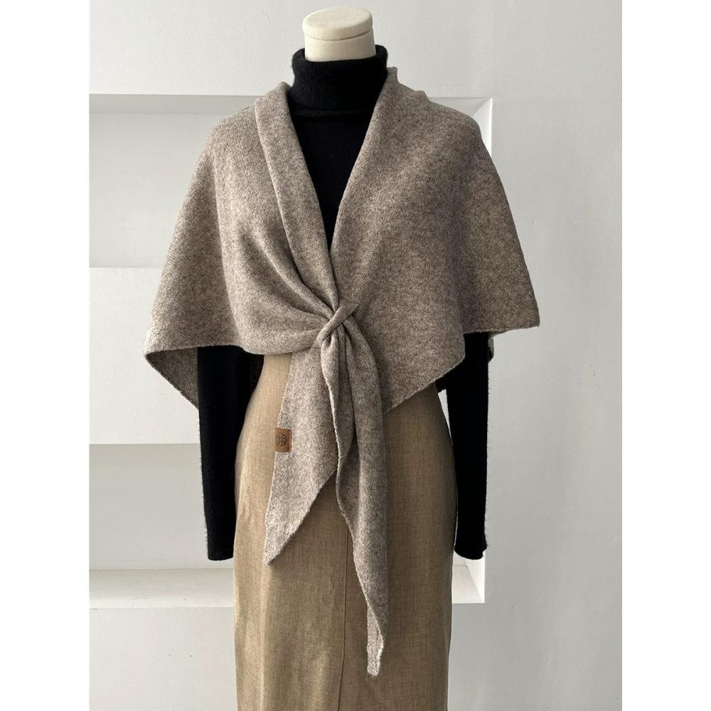 Triangle Scarf Scarf Solid Color Shawl Cape Autumn and Winter Women's High-end Shawl Blanket Warm Small Cape Cape