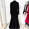 2026 European & American Star Fashion Beaded Rhinestone Lapel Mermaid Evening Gown