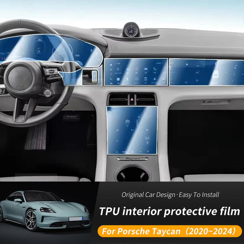 Anti-Scratch Sticker for PORSCHE Taycan -2024 Gearbox Panel Navigation Screen Automotive Interior TPU Protective Film Cover
