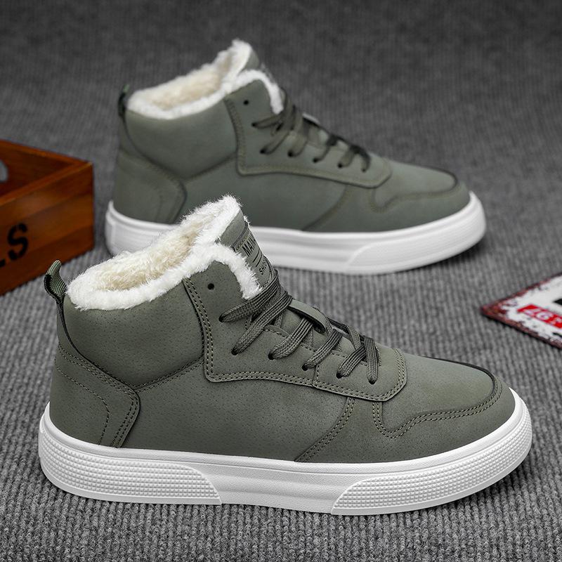 Men's Plus Size High-Top Winter Fleece-Lined Sneakers
