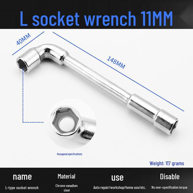 L-Shaped Hex Socket Wrench Set with Double-Ended Elbow and Perforated Pipe Wrench.