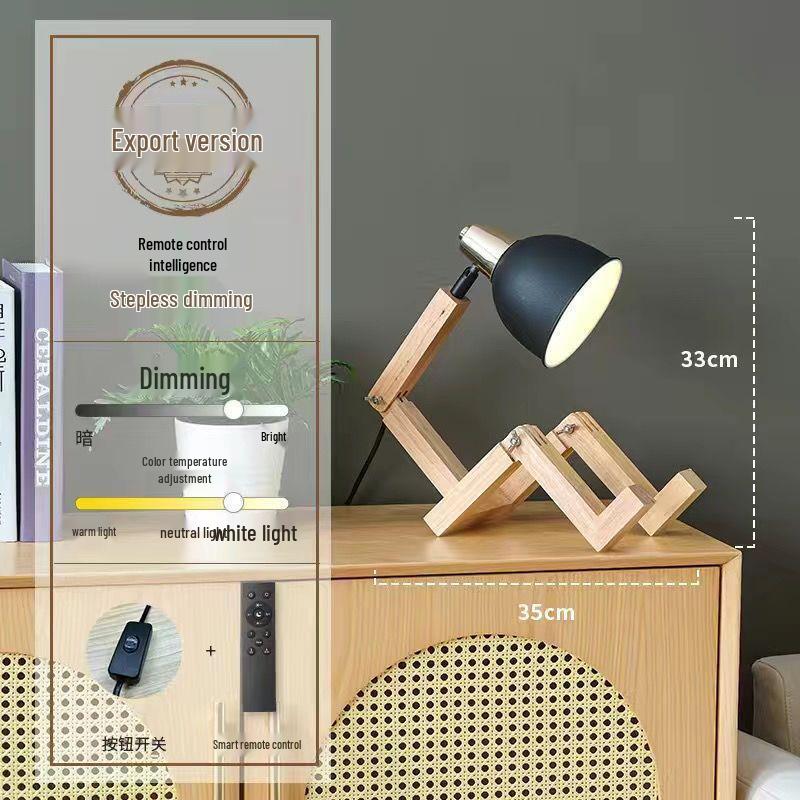 Verstellbare Holz-Augenschutz-Schreibtischlampe für Arbeitszimmer & Schlafzimmer