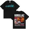 T-shirt Casual Homme Coton Large Mode Rétro Dessin Animé Merch Groupe de Rock Gorillaz
