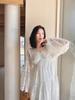 2025 Summer White Bell Sleeve Embroidered Lace Fairy Dress - Loose, High Waist