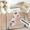 Women's Summer Silk Floral Mid-Calf Socks - Breathable, Sweat-Absorbing Cotton Bottom