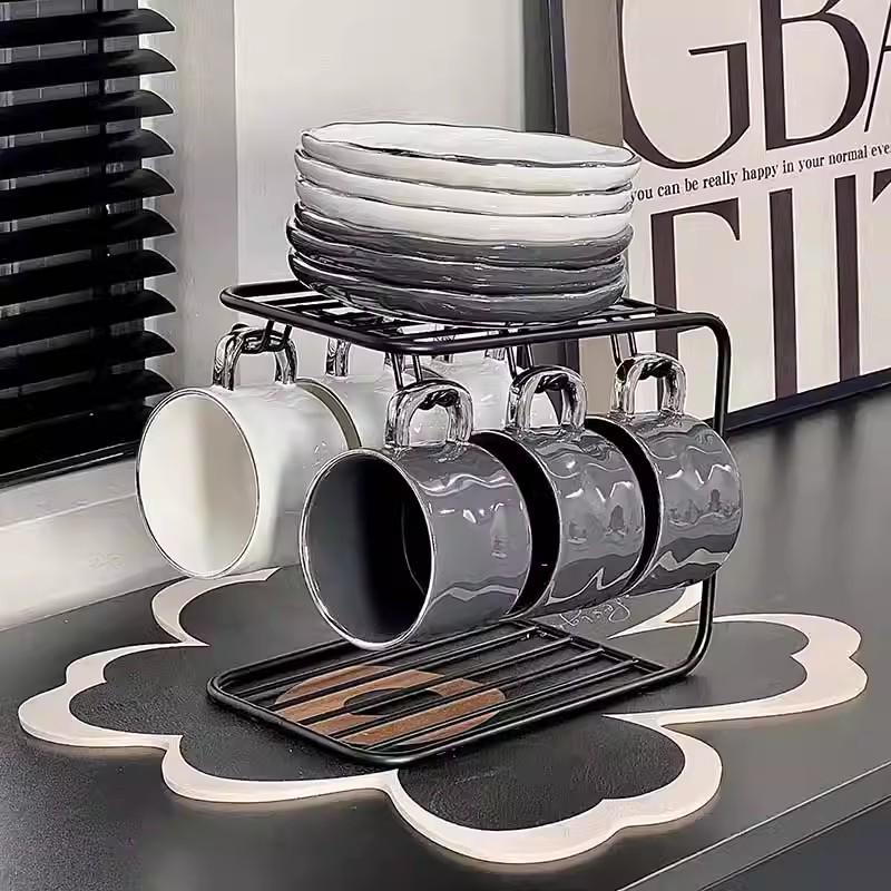 Nordic Style Luxury Ceramic Coffee Cup Set (6 Pieces) - Elegant Housewarming Gift