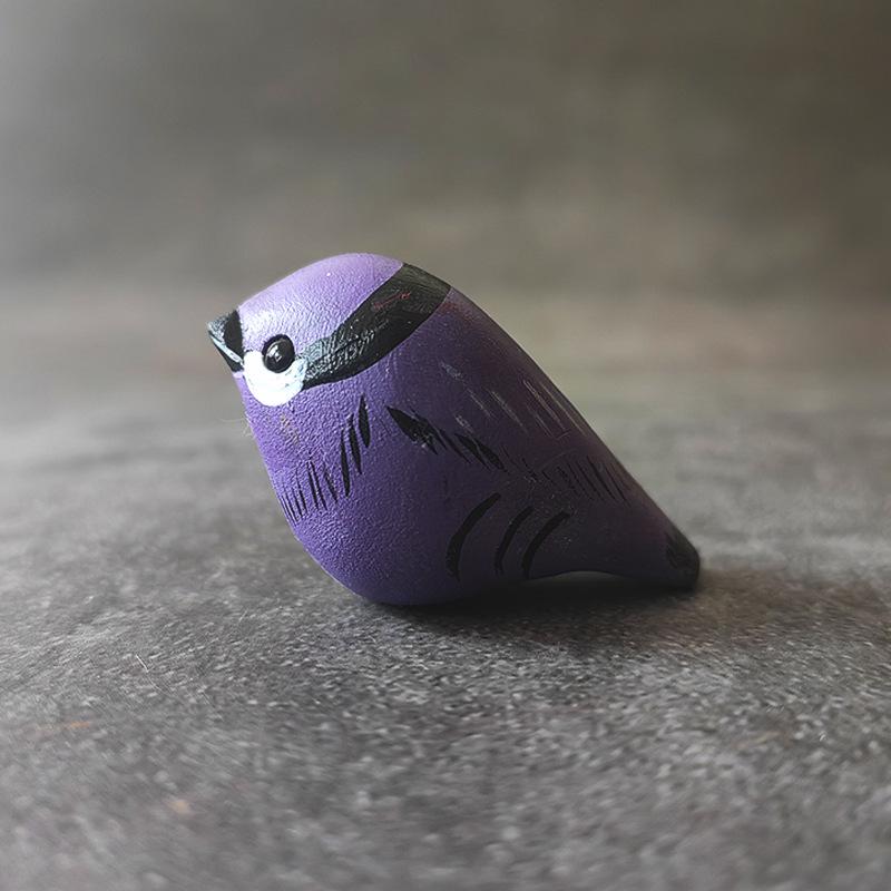 Handcrafted Wooden Mini Chubby Bird Ornament - Cute Cartoon Style Decorative Gift