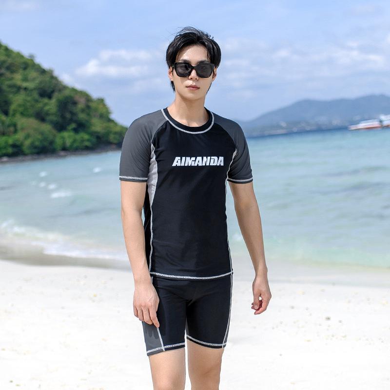 

2024 Men s Two-Piece Swim Trunks Set - Training Beachwear, Five-Point Shorts 4XL чёрный