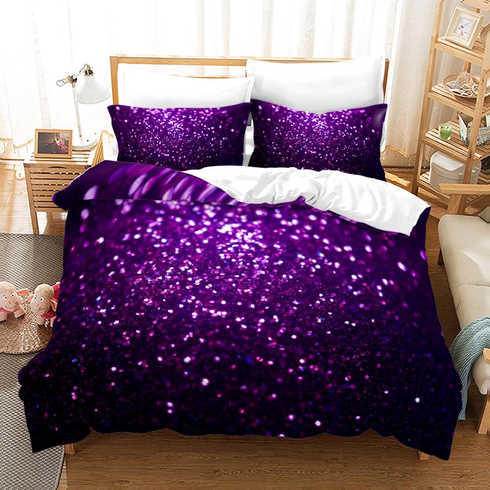 Gradient Duvet Cover Set Microfiber Rainbow Striped Glitter Sequins Quilt Cover Double Queen King Size 2/3pcs Comforter Cover