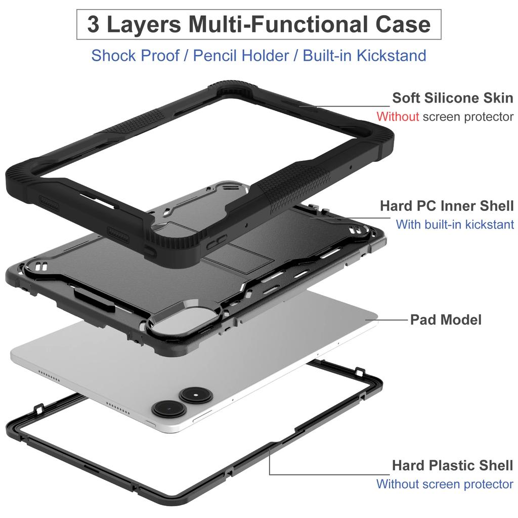 For Redmi Pad 2 Pro 12.1 Inch SE 11 10.61 PC Tablet Stand Cover Kids Shockproof Case For Redmi Pad SE 11" Holder Shell