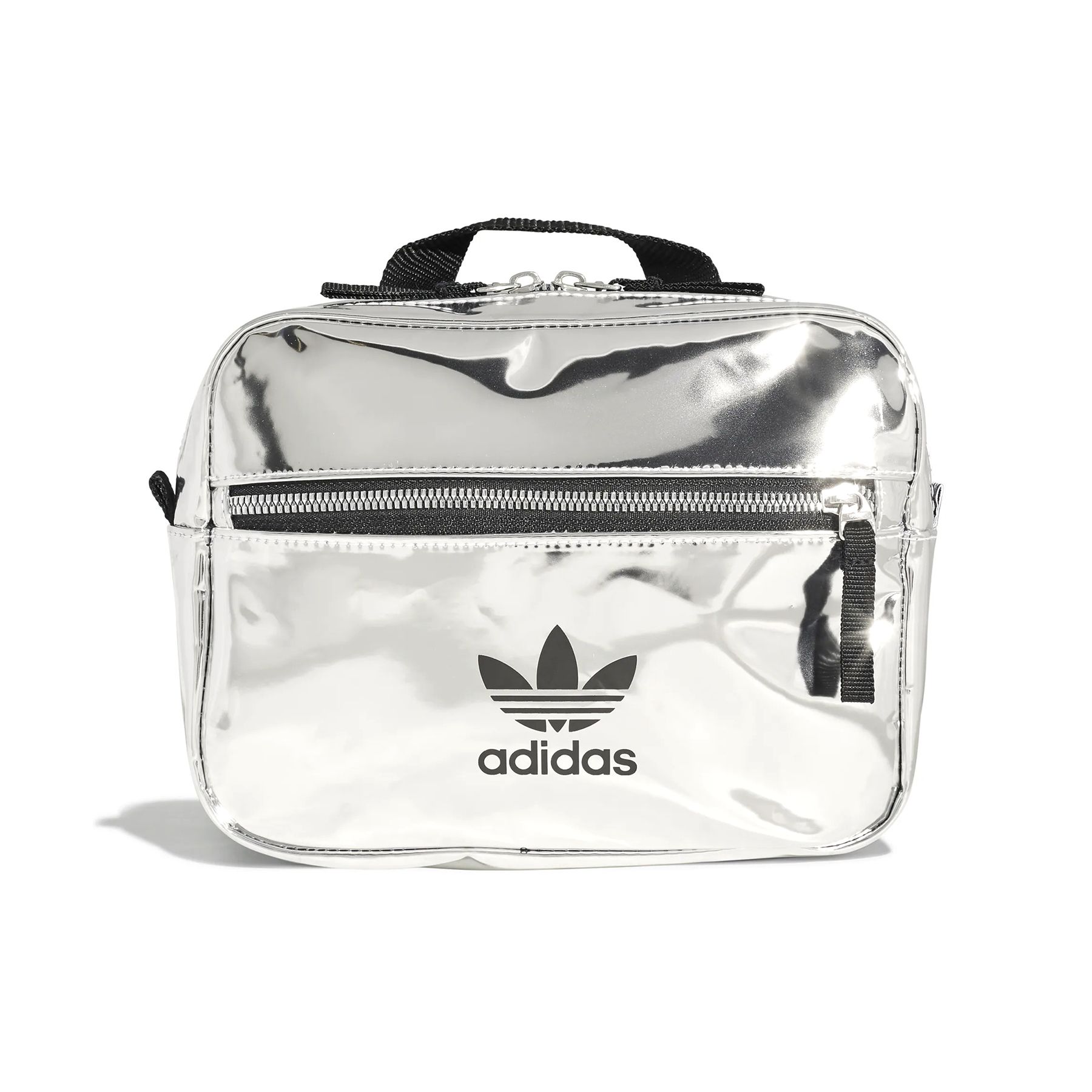 Adidas Originals Large Logo Print Mirror Metallic Polyester Mini Backpack Women Backpacks Silver ED5881 Mini