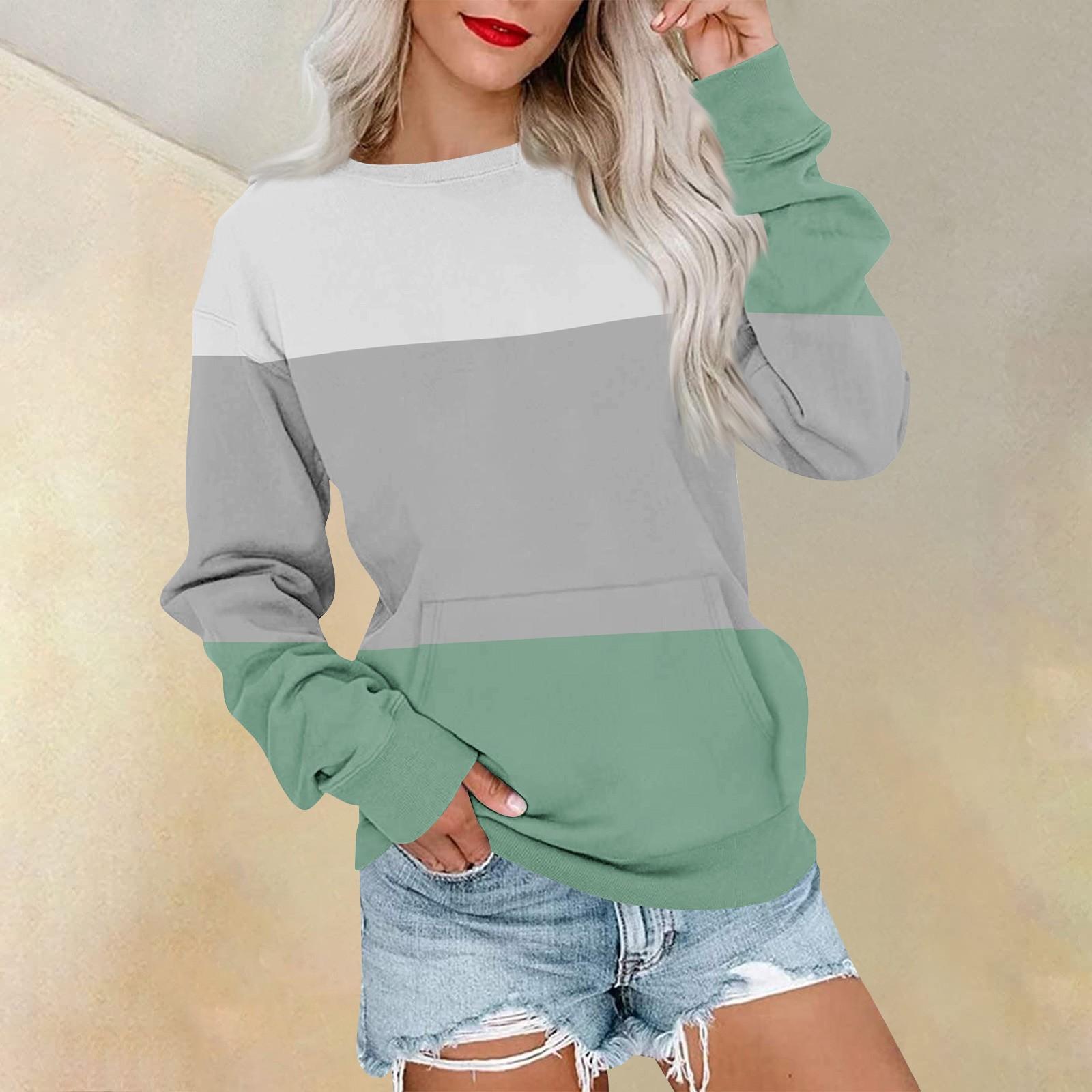 Женская модная повседневная блузка с длинным рукавом и круглым вырезом — фото 10