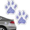 Rhinestone Embellished Paw Print Car Sticker Set with Strong Adhesives Water Resistant Decorative Decals Pack of Two