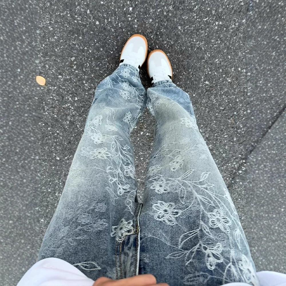 JYL Męskie Jeansy Szerokie Nogawki Nowy Amerykański Vintage Jesień Czysty Krój Slim Bootcut Denim
