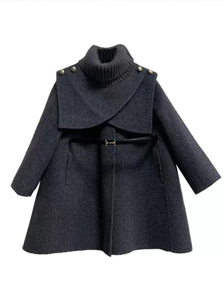 

Девичье шерстяное пальто-кейп - Мода осень/зима 2025, Утепленное тренч-пальто в корейском стиле для детей 120cm