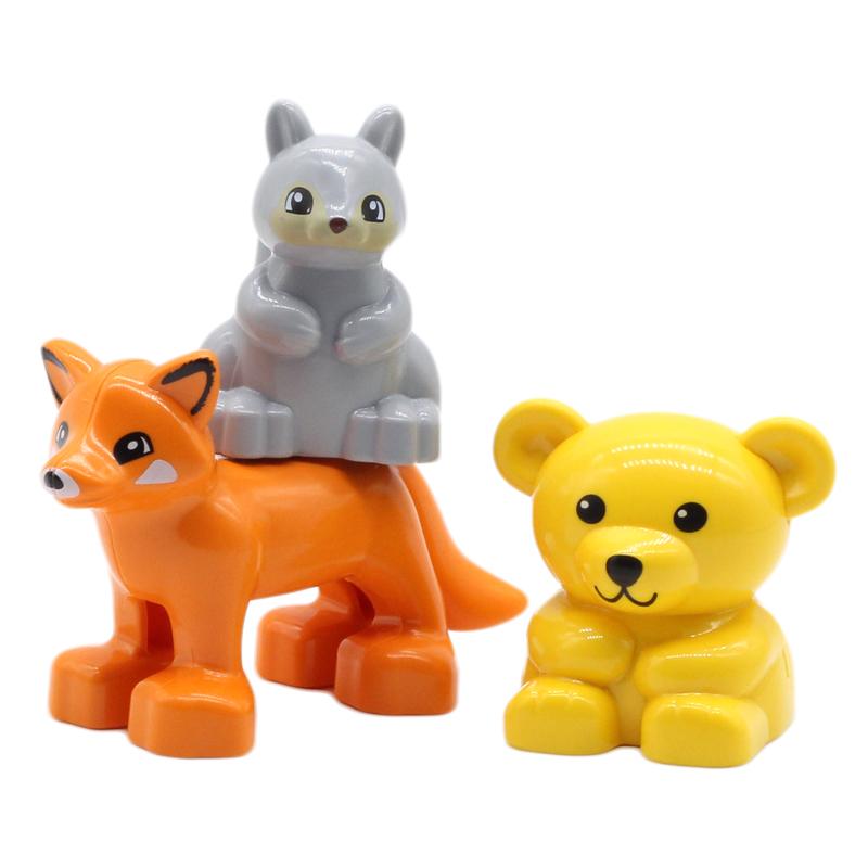 Big Building Blocks Animals Parts Zoo Sets Dinosaur Assemble Accessory Compatible Duplon Bricks Jurassic Toys for Children Gift