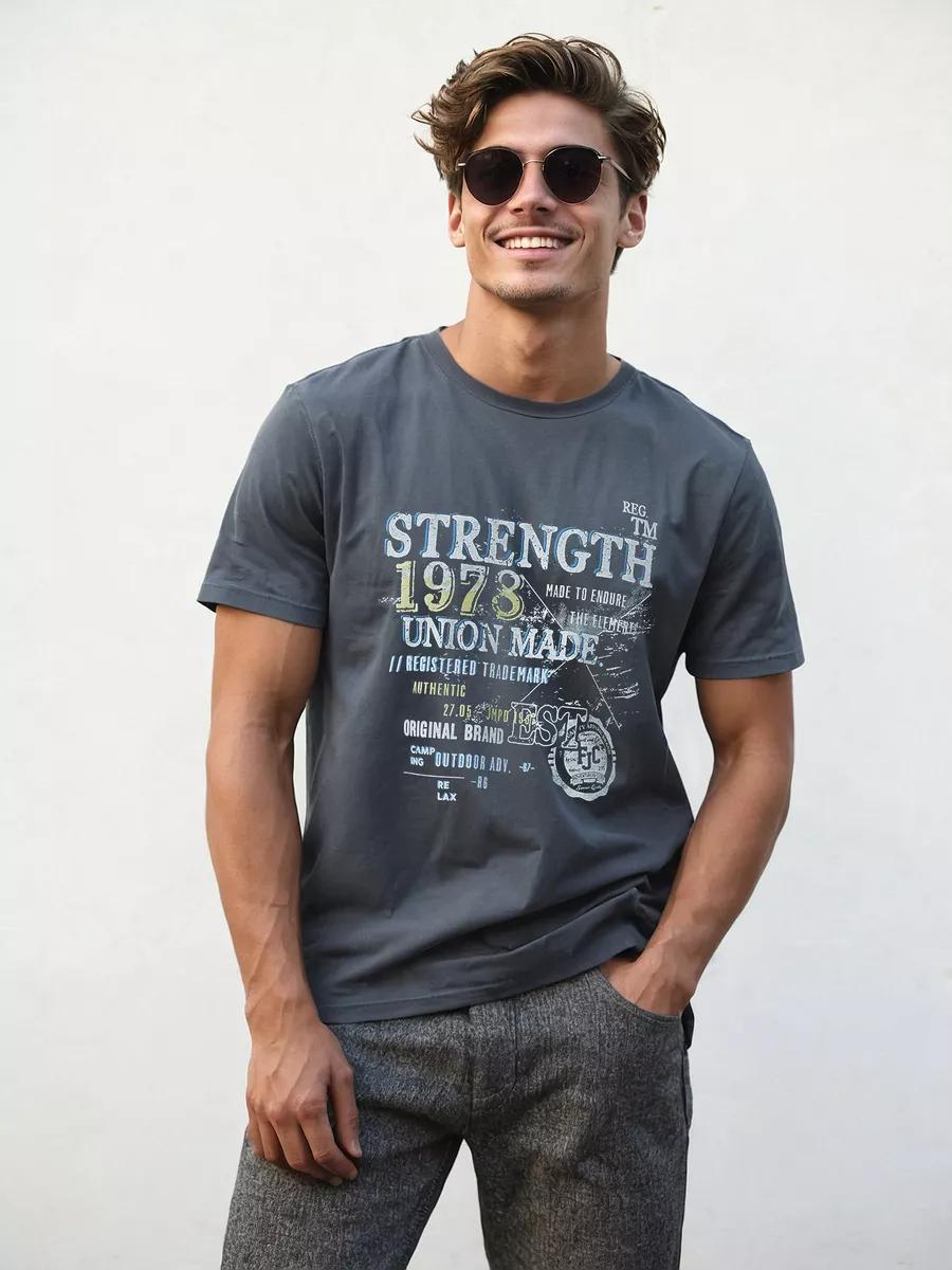 Grey “Young Technician” print cotton T‑shirt 4XL