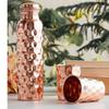 Pure Copper Drinkware Gift Set of Diamond Hammered Design 1 Bottle & 2 Glass with Gift Box, Bottle- 900 Ml & Glass-275 Ml