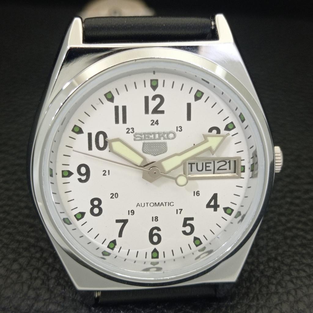 JAPAN VINTAGE REFURBISHED SEIKO 5 AUTOMATIC 6309A MENS WHITE WATCH A441724-1 Sk-a441724