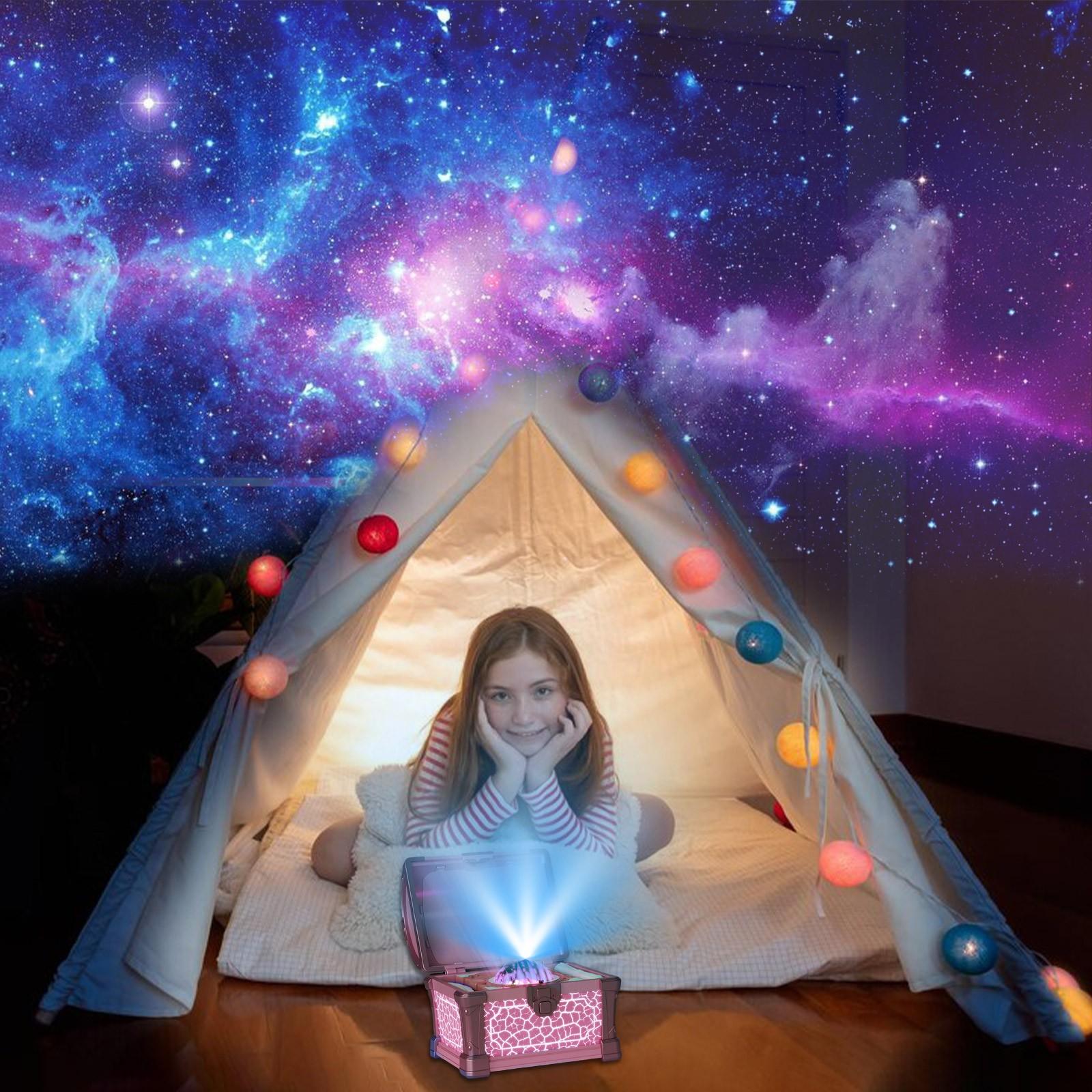 

Automatic Lid Opening Treasure Chest Projection Lamp With Flowing Light Projection, Featuring Timing And 8 Kinds Of Noise One Size розовый